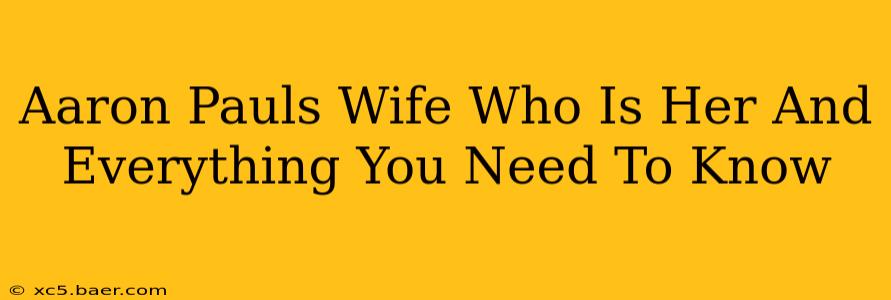 Aaron Pauls Wife Who Is Her And Everything You Need To Know