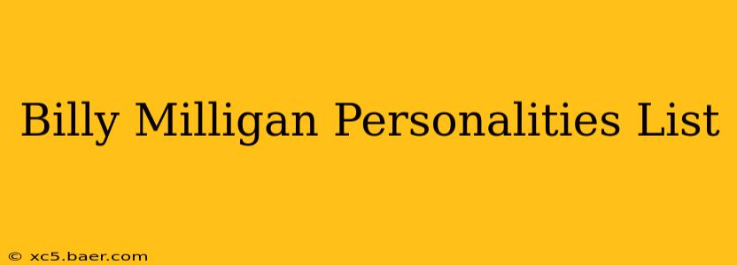 Billy Milligan Personalities List
