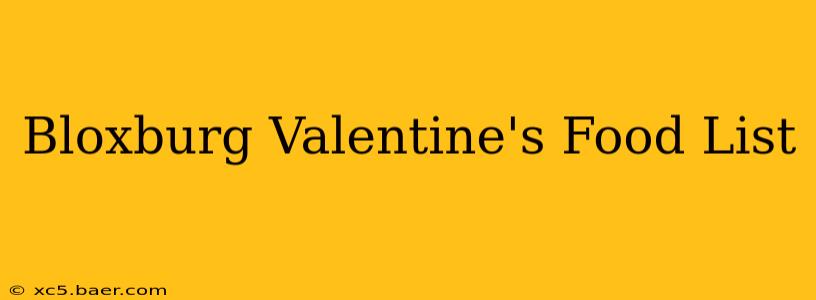 Bloxburg Valentine's Food List