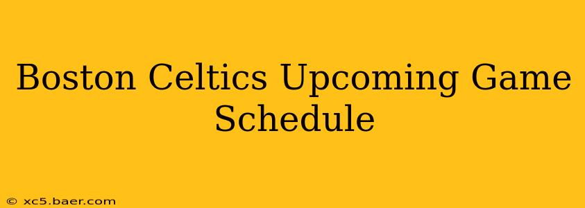 Boston Celtics Upcoming Game Schedule