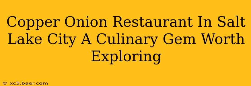 Copper Onion Restaurant In Salt Lake City A Culinary Gem Worth Exploring
