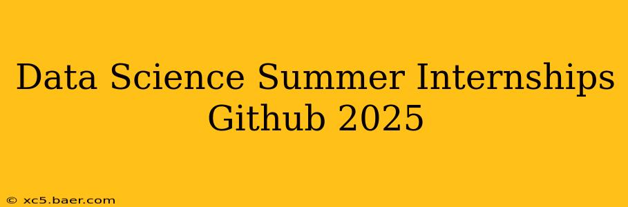 Data Science Summer Internships Github 2025