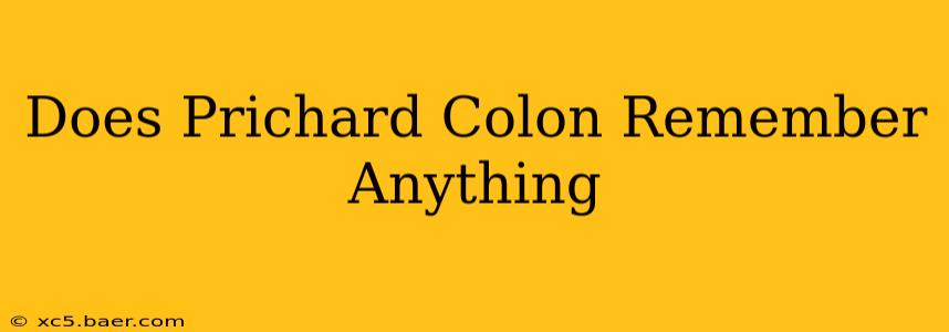 Does Prichard Colon Remember Anything