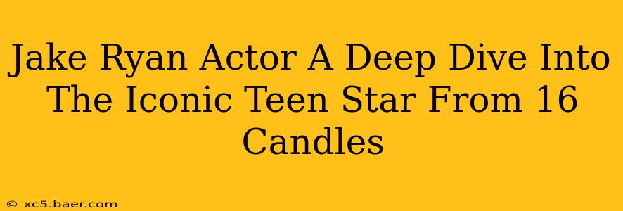 Jake Ryan Actor A Deep Dive Into The Iconic Teen Star From 16 Candles