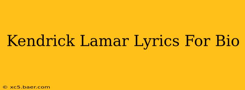 Kendrick Lamar Lyrics For Bio