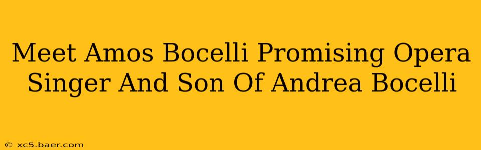 Meet Amos Bocelli Promising Opera Singer And Son Of Andrea Bocelli