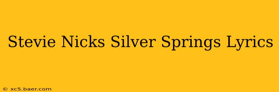 Stevie Nicks Silver Springs Lyrics