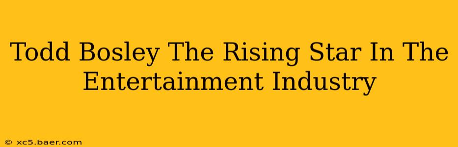 Todd Bosley The Rising Star In The Entertainment Industry