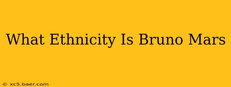 What Ethnicity Is Bruno Mars