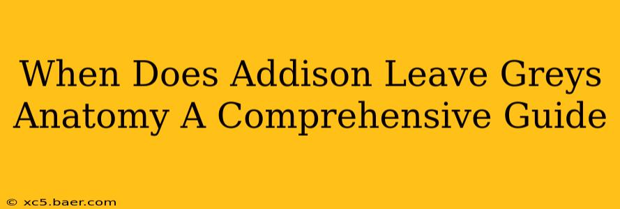 When Does Addison Leave Greys Anatomy A Comprehensive Guide