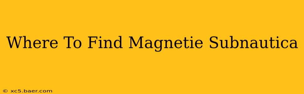Where To Find Magnetie Subnautica